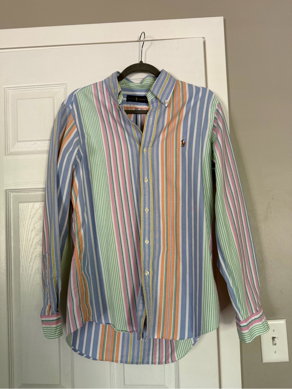 Ralph Lauren Pastel Striped Long Sleeve Shirt Top Summer
